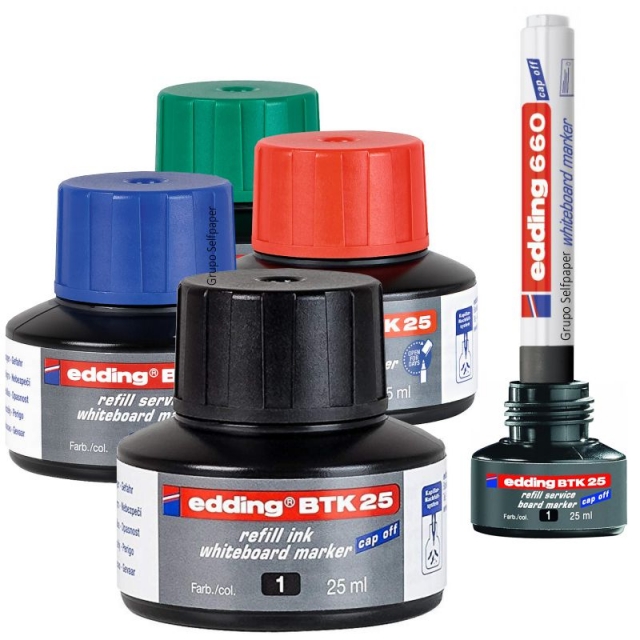 Comprar Botella tinta Edding BTK25 rellena rotuladores pizarra negro