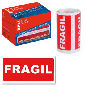 Rollo etiquetas adhesivas Frágil Apli 00296 para envíos
