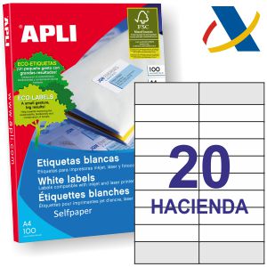 Etiquetas Hacienda para impresora Apli 12330 homologadas