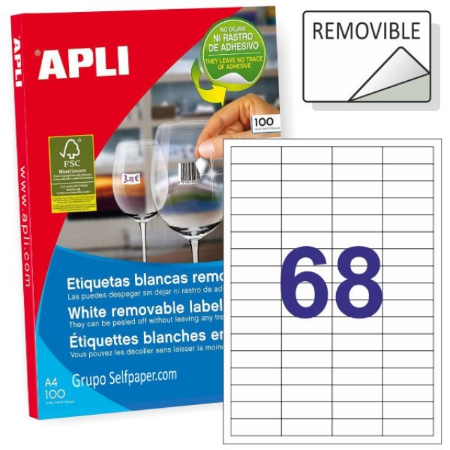 Comprar Etiquetas removibles Apli 03053, 100 hjs. 48,5x16,9 mm