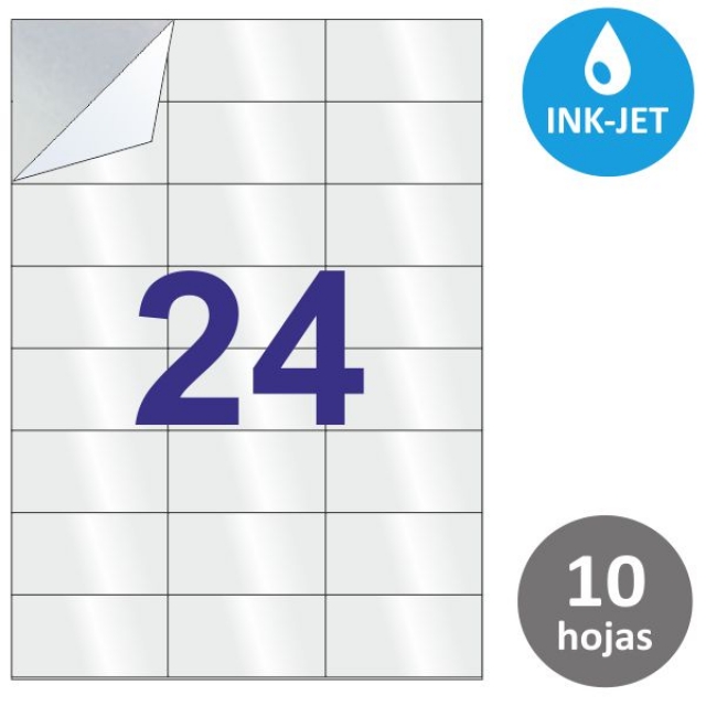 apli 10051, etiquetas transparentes inkjet 70x37mm