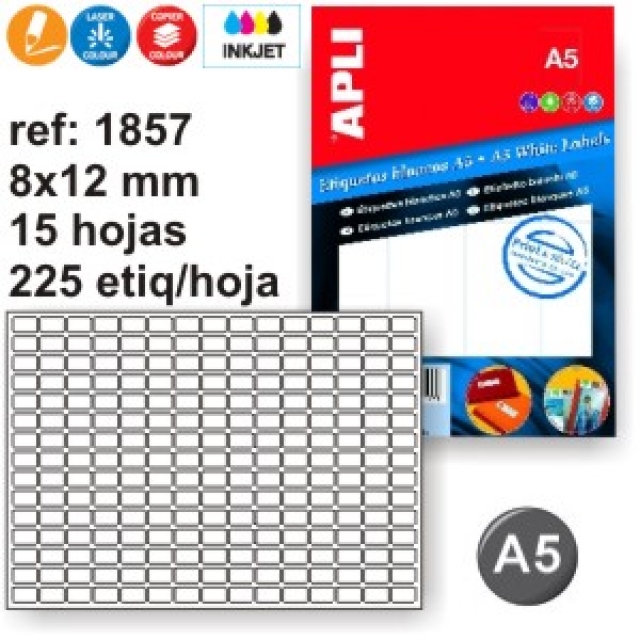 Comprar Sobre etiquetas Din A5 manual impresora y fotocopia 8x12mm