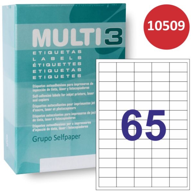 Comprar Multi3 10509, Etiquetas impresora 65x, 500 hojas, 38x21,2 mm