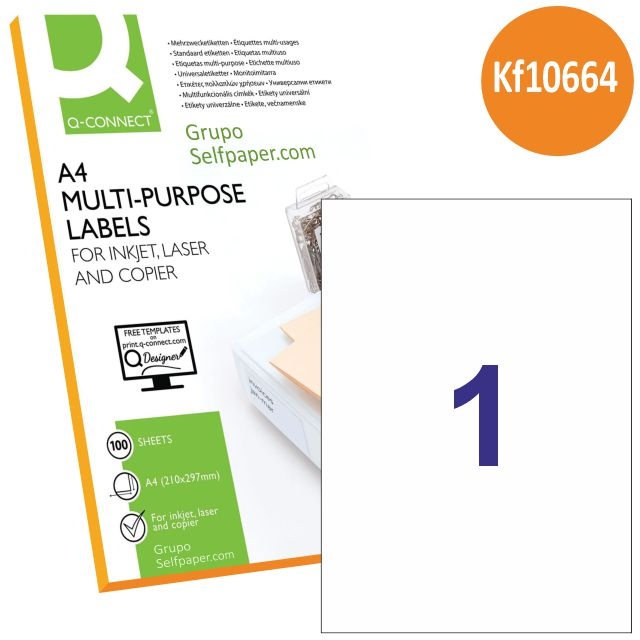 Comprar Etiquetas adhesiva Q-connect 210x297 mm hoja entera