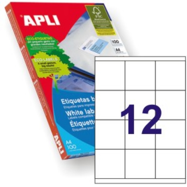 Comprar Etiquetas Apli 1290 - 70x67.7mm - Din A4 Impresora 12 X