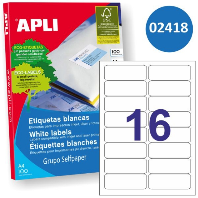 Comprar Apli 2418, caja etiquetas Apli 16x 99x1 x 34 mm