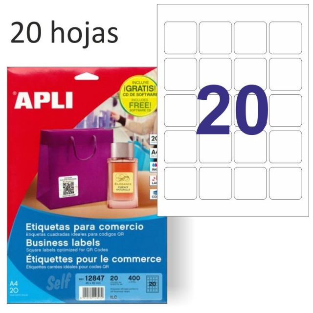 Comprar Apli 12847 cuadrados 45x45mm, 20 hojas Din A4