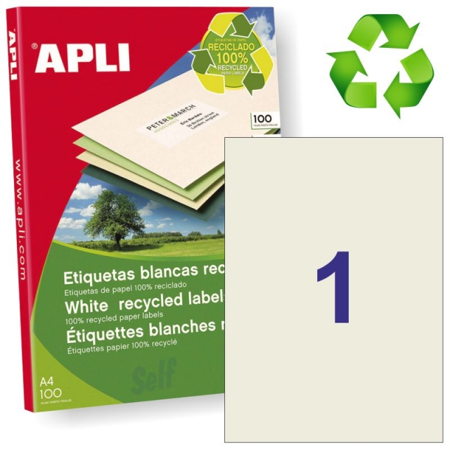 Registro barco A nueve Etiquetas Apli de papel reciclado para imprimir, Din A4, Mercamaterial.