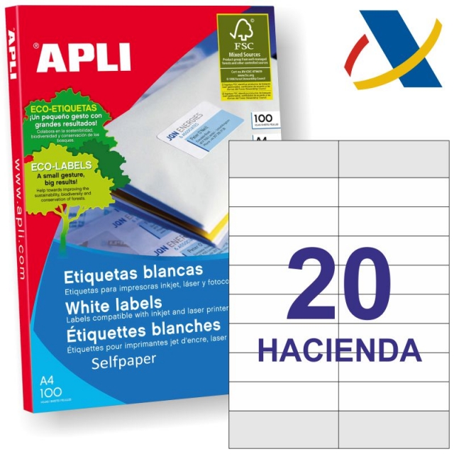 Comprar Etiquetas Hacienda para impresora Apli 12330 homologadas