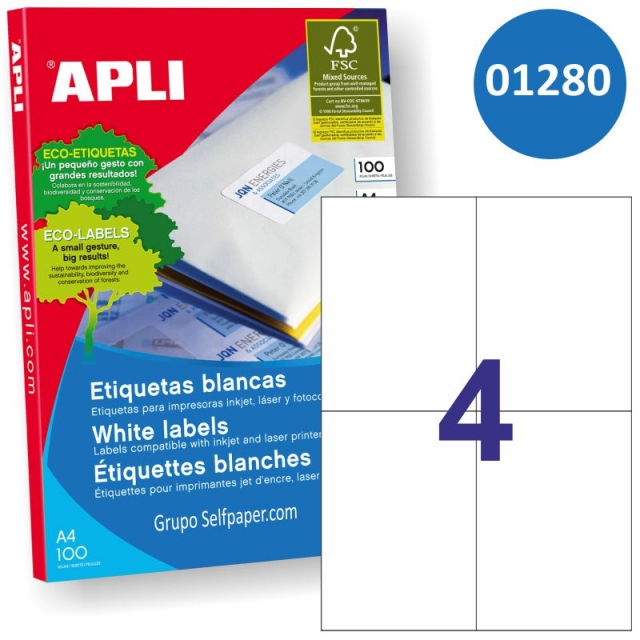 Comprar Caja de etiquetas Apli 105x148mm, 01280, 100 hojas