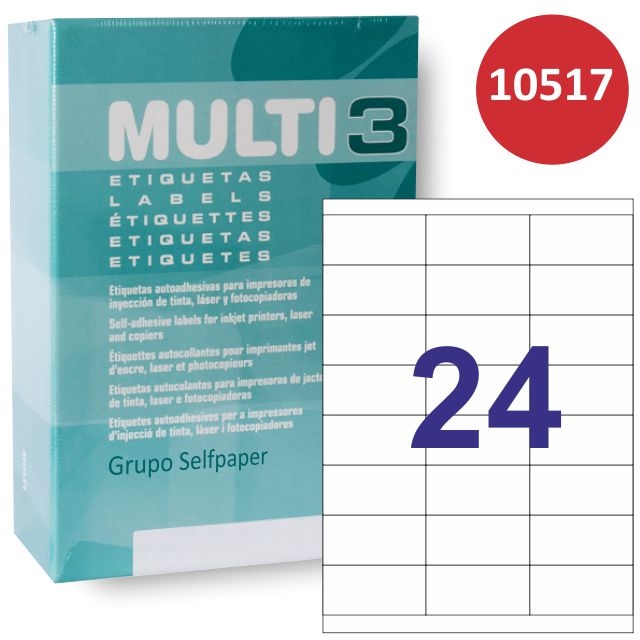 Comprar Multi3 10517, Etiquetas impresora 24x hoja, 500 hojas