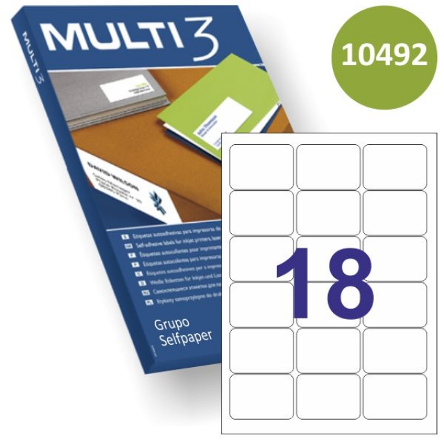 Comprar Multi3 10492, etiquetas 18 por hoja 63,5x46,6 mm económicas