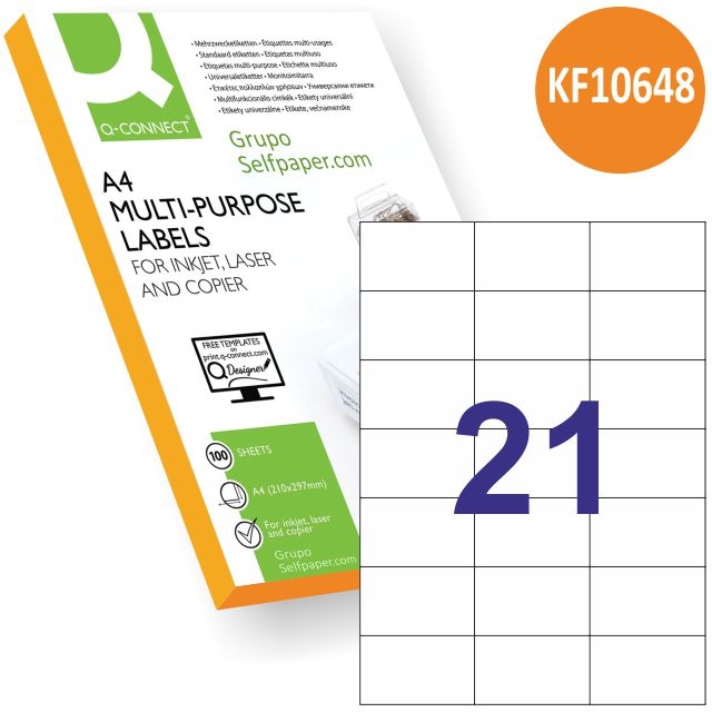 Comprar Q-connect KF10648, Etiquetas impresora 70x42 mm, 21x