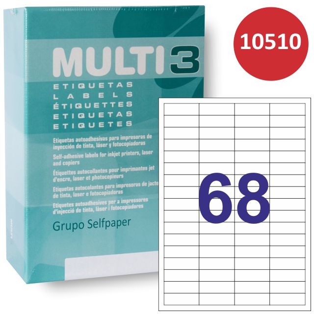 Comprar Multi3 10510, Etiquetas 48,5x16,5 - 68x hoja, Cp. Apli 10557
