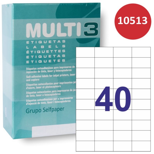 Comprar Multi3 10513, Caja 500 hojas etiquetas 63,5x29,7 mm 40 x hj