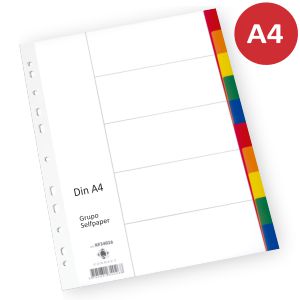 Indice separador A4 Multitaladro Qconnect 10 pestañas color