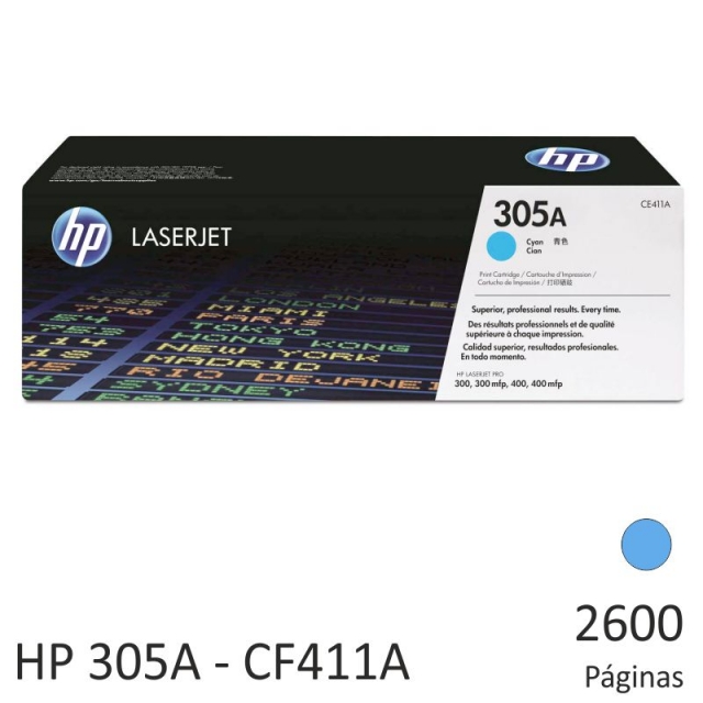 Comprar Toner HP CE411A, original 305A color Cyan