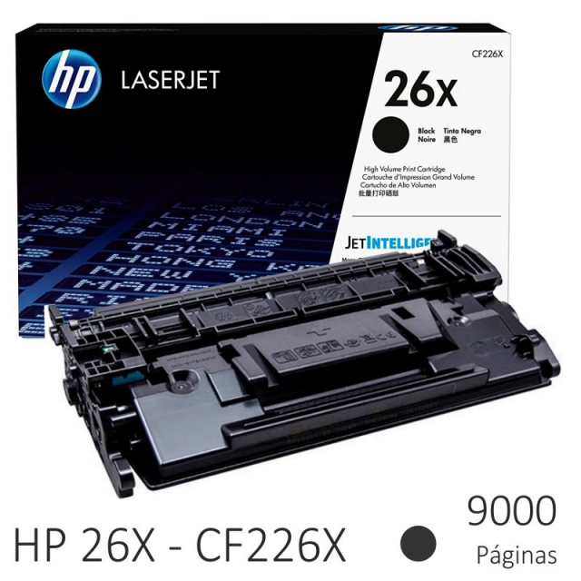 hp cf226x 26x 26a alta capacidad, 9000 páginas