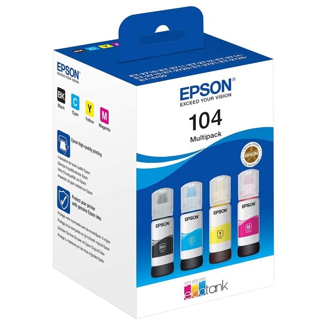 Comprar Pack tinta Epson 104 Ecotank 4 colores C13T00P640