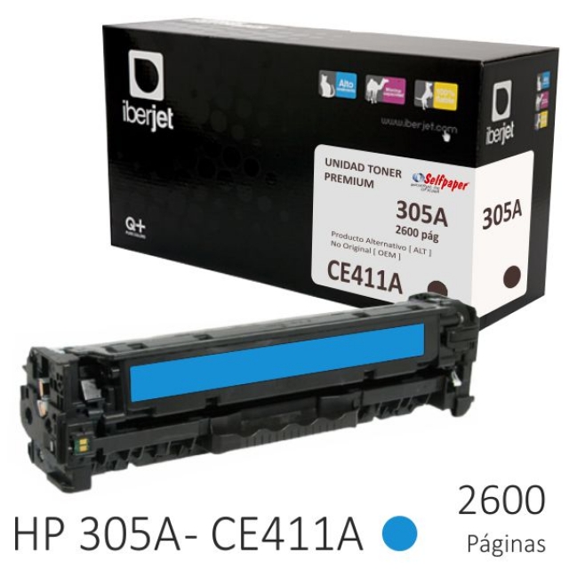 Comprar Toner Hp CE411A, CE412A o CE413A, compatible 305A, 2600 págs