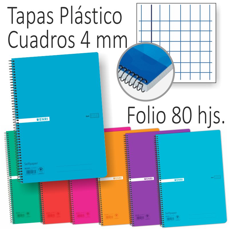 Comprar Cuaderno Enri Plus tapas plástico, cuadros 4mm, 70 gramos.