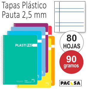 Cuaderno Pacsa Plastipac 2 rayas 2,5 mm tapas plástico