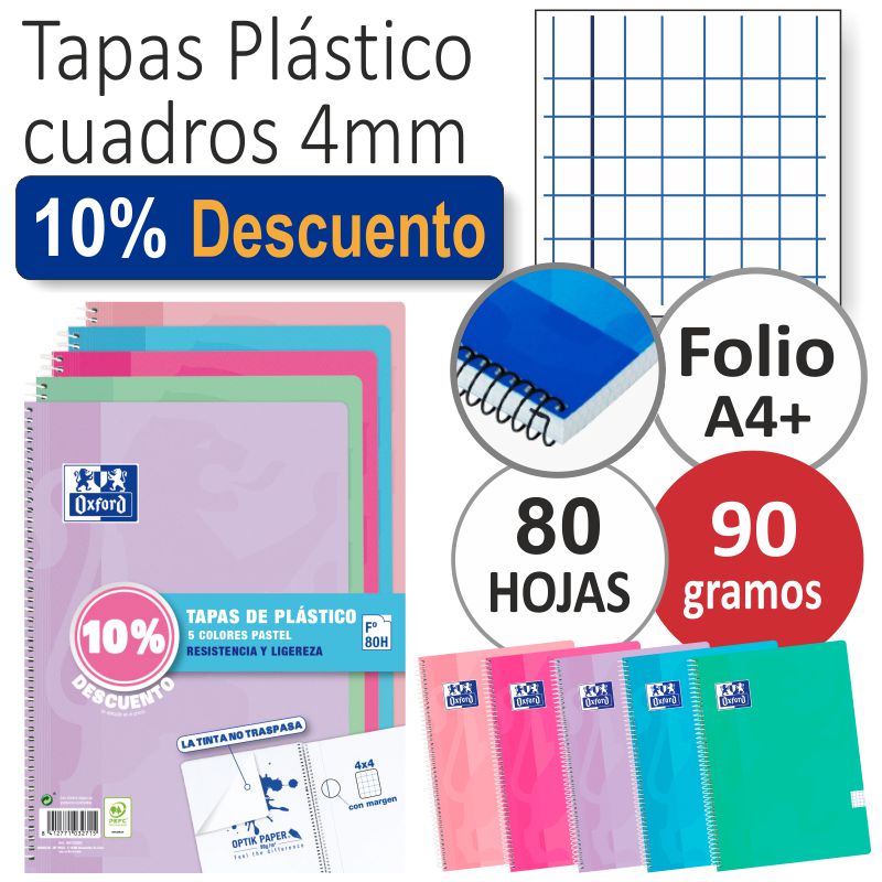 Comprar Cuadernos Oxford tapas plástico Pack 5 colores pastel, 10%