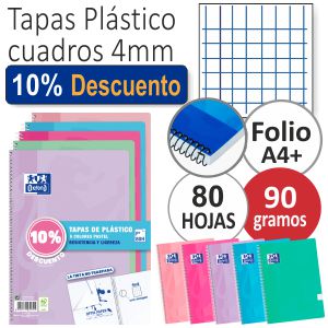 Cuadernos Oxford tapas plástico Pack 5 colores pastel, 10%
