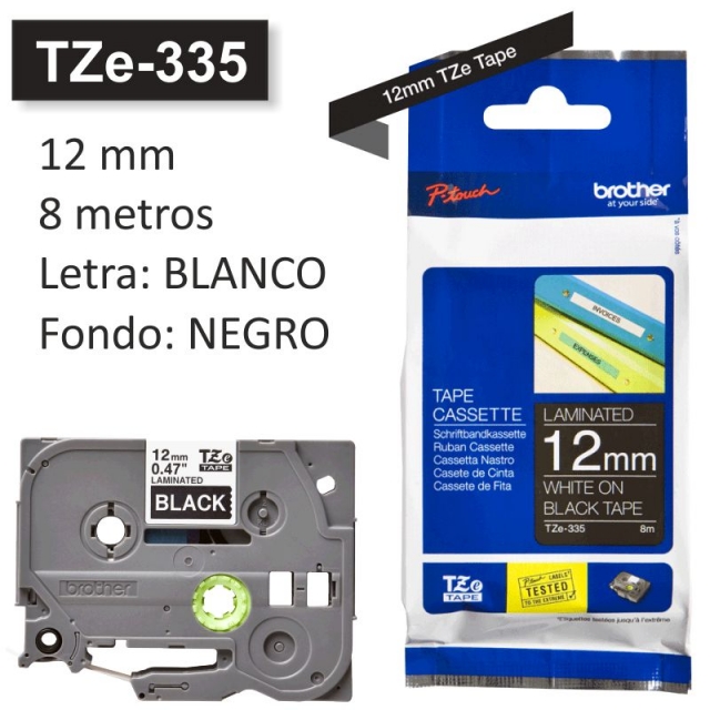 Comprar Cinta Rotuladora Brother TZe-335 Blanco sobre negro