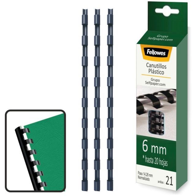 Comprar Canutillo de plástico encuadernación, 6 mm, Pack 25 uds.