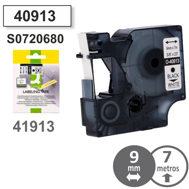 Comprar Cinta compatible Dymo D1 40913 Negro sobre blanco 9 mm