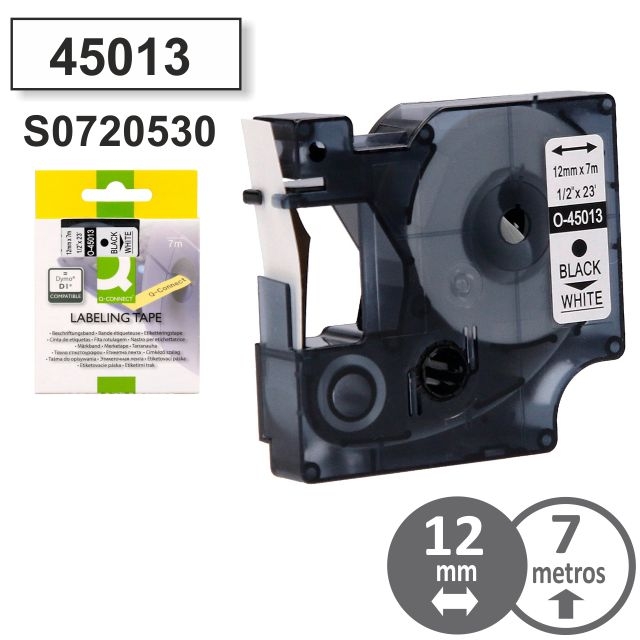 Comprar Cinta Q-connect 1000 Negro-blanco 12mm X 7mt Dymo
