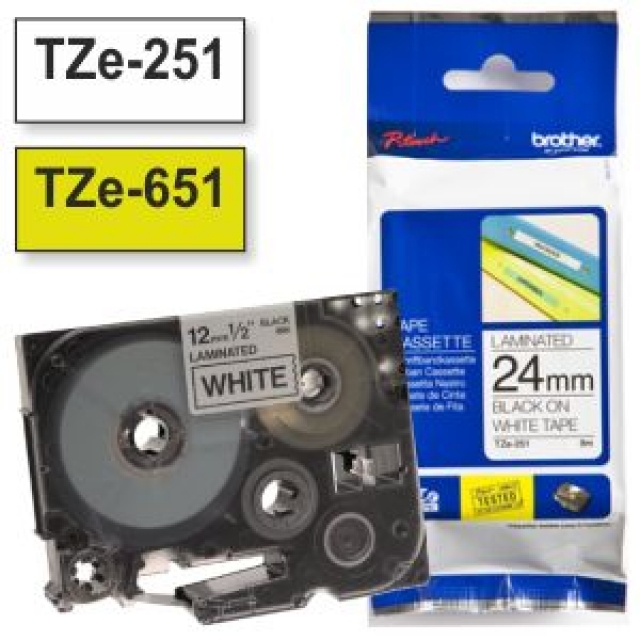 Comprar Cinta Rotuladora Brother TZe-251 24mm negro sobre blanco
