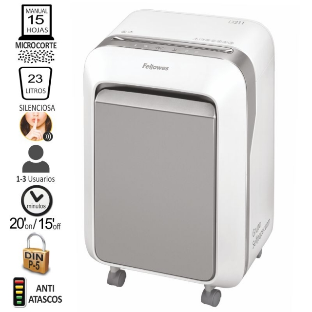 Comprar Fellowes LX211, Destructora de papel, microcorte P-5, 15 hj.