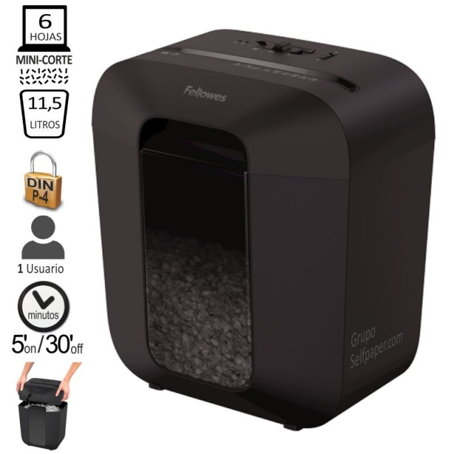 Comprar Fellowes LX25M, destructora de papel, minicorte P-4, 6 hojas