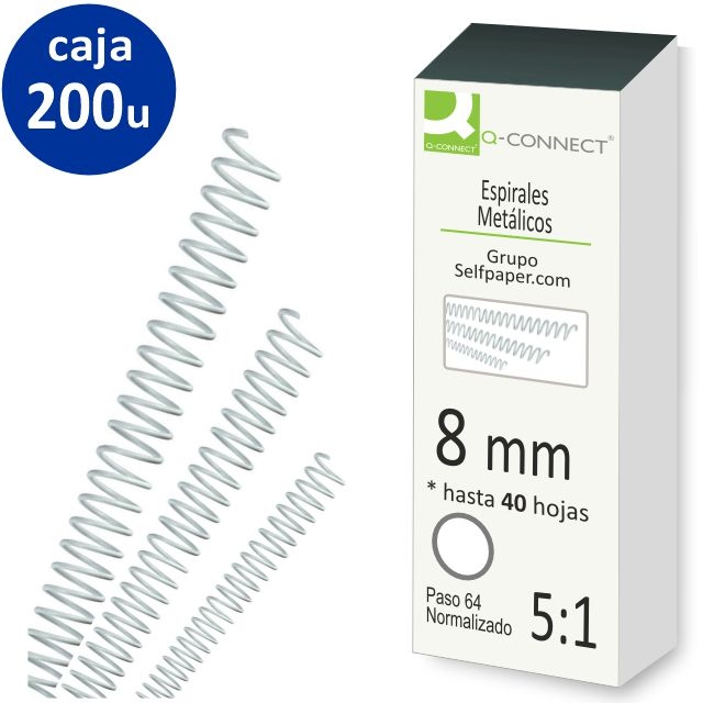 Comprar Espirales metálicos 8 mm blancos caja 200 gusanillos