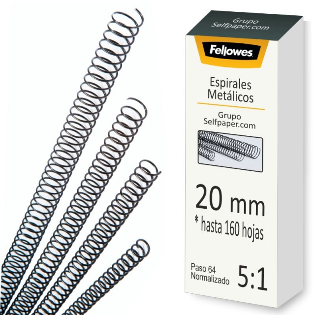 Comprar Espirales encuadernacin metlicos Fellowes 20 mm c/100u