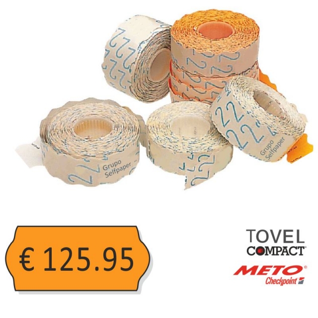 Comprar Rollos etiquetadoras precios 26x12 naranja Tovel Meto
