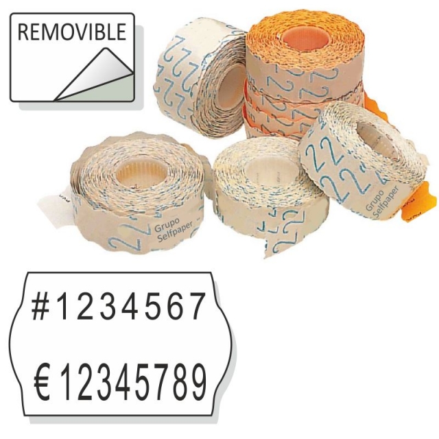 Comprar Rollo etiquetas precios 26x16 removible ondulada Pack 6
