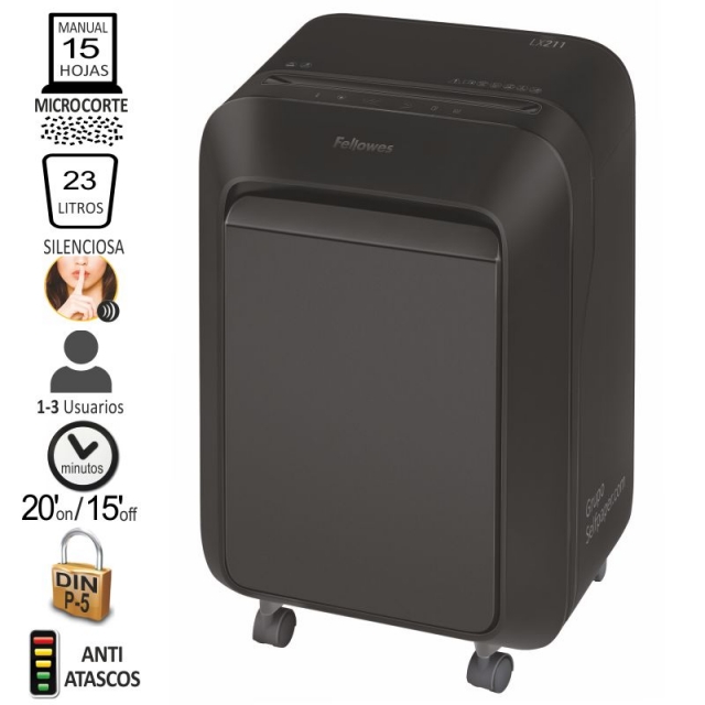 Comprar Trituradora de papel Fellowes LX211, microcorte P-5, 15 hjs.