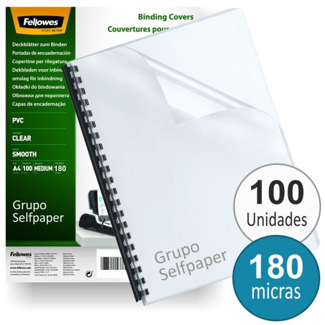 Comprar Tapas encuadernar transparentes PVC 180 micras Fellowes P100