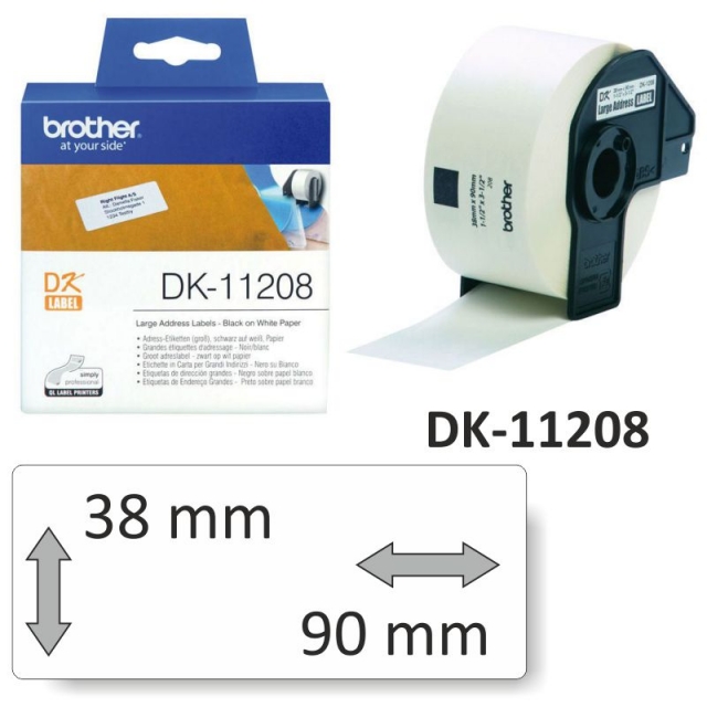 Comprar Etiquetas Brother DK-11208, 38X90, rollo 400 uds. trmicas