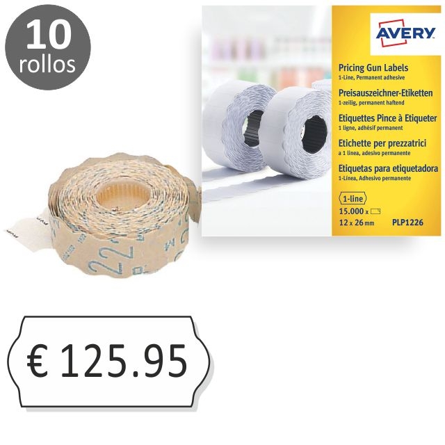Comprar Caja 10 rollos etiquetas precios Avery 26x12 blanca perm.