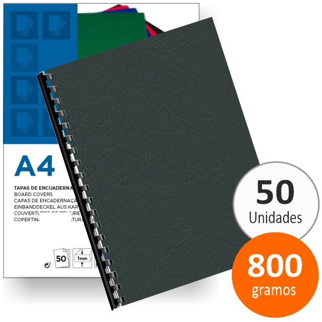 Comprar Pack 50 tapas duras portadas encuadernación gofrado negro
