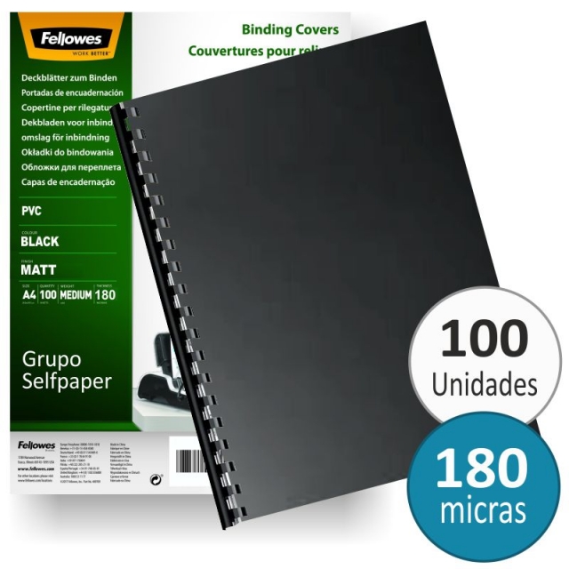 Comprar Fellowes 5100301, Tapas encuadernar PVC negro opaco 180 mic.