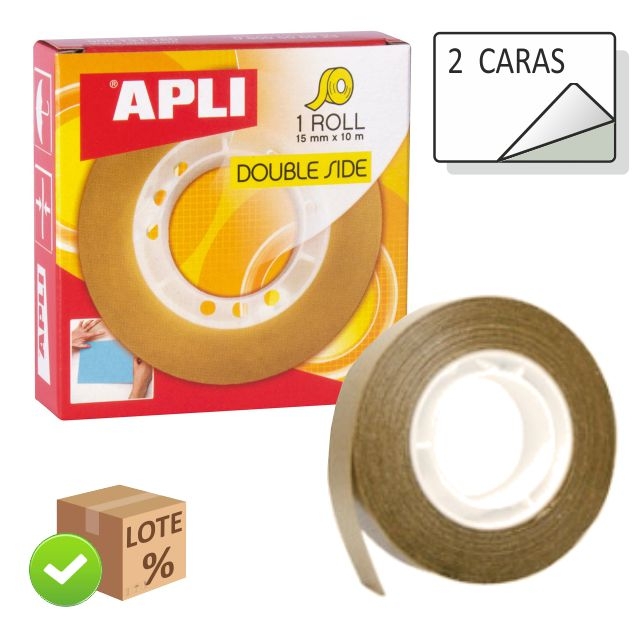 Comprar Celo, cinta adhesiva dos caras Apli 15 mm x 10 mts.