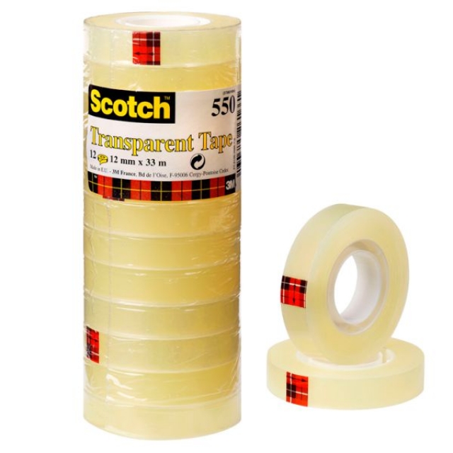 Comprar Cinta Adhesiva Scotch 550, 12mm x 33m ,Torre 12 rollos