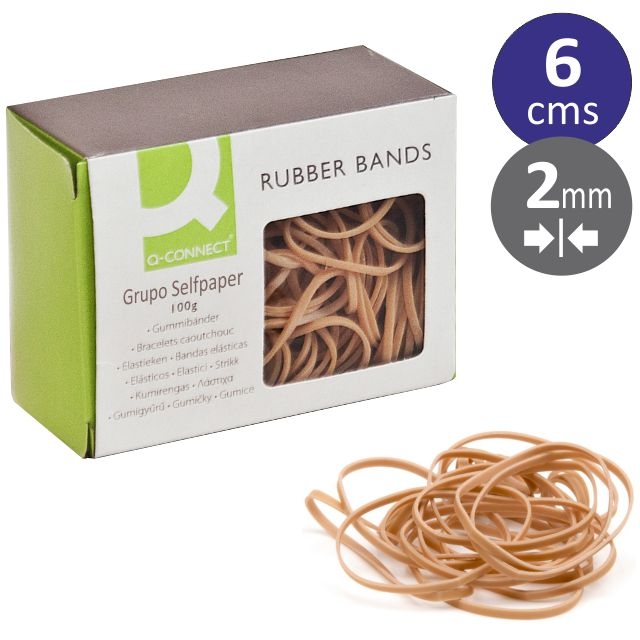 Comprar Gomillas elsticas de 6 cms, caja 100 gramos Q-Connect