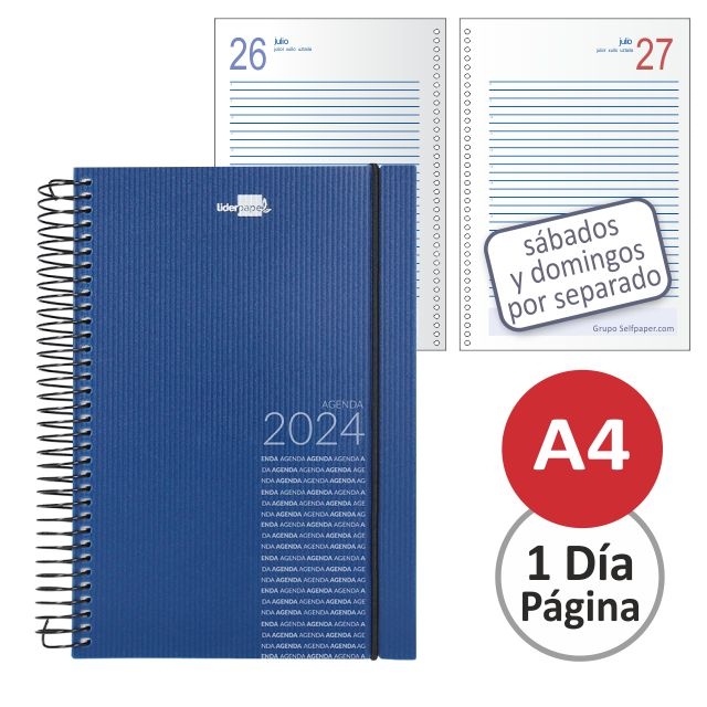 Comprar Agenda Din A4, folio Olbia, día página, gusanillo, azul 2024