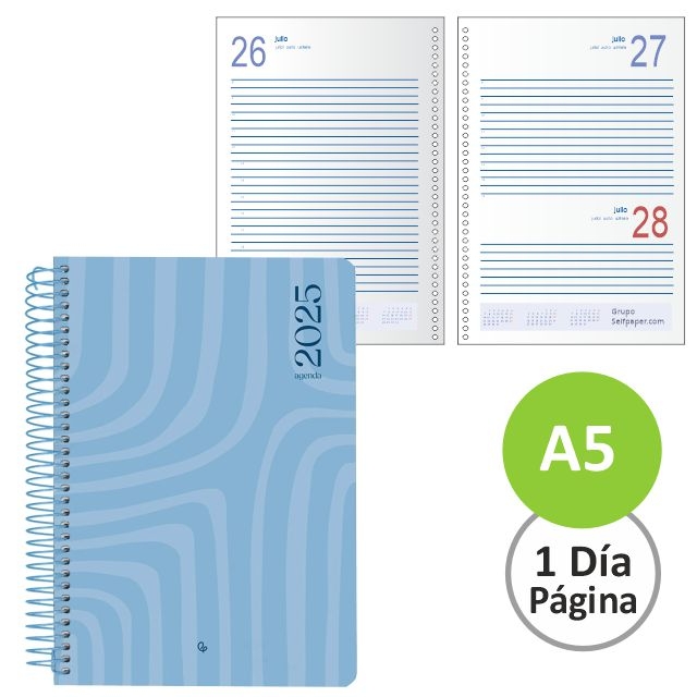 Comprar Agenda dia pgina espiral metlico 2024 econmica Syros azul